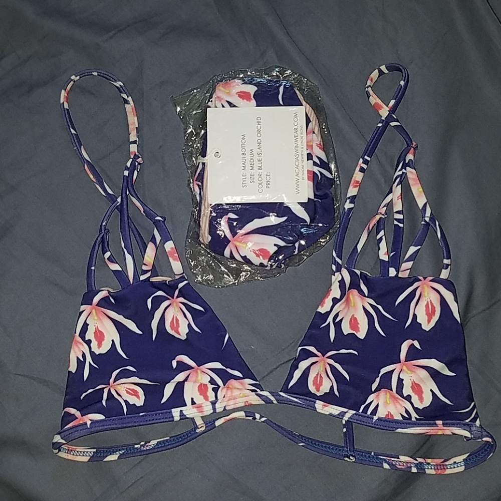 Acacia blue island orchid santorini maui bikini M - Picture 4 of 7